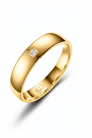 Marrya Forgyldt Titanium Vielsesring med 1 stk Zirkonia